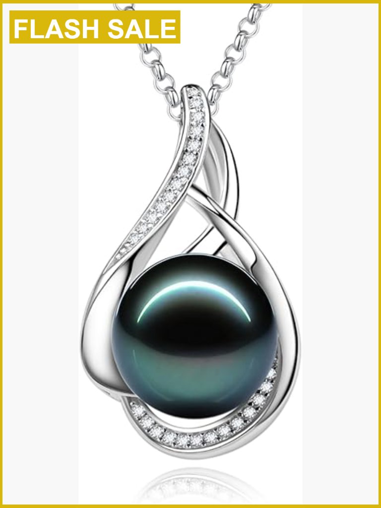 Sterling Silver Tahitian Pearl Necklace 16"+2" Adjustable Pendant Jewelry